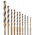 Drilled complex 10 pcs. metal drills Black&Gold 1/4" holder, DEWALT [DT20620-QZ] TOUGH CASE+