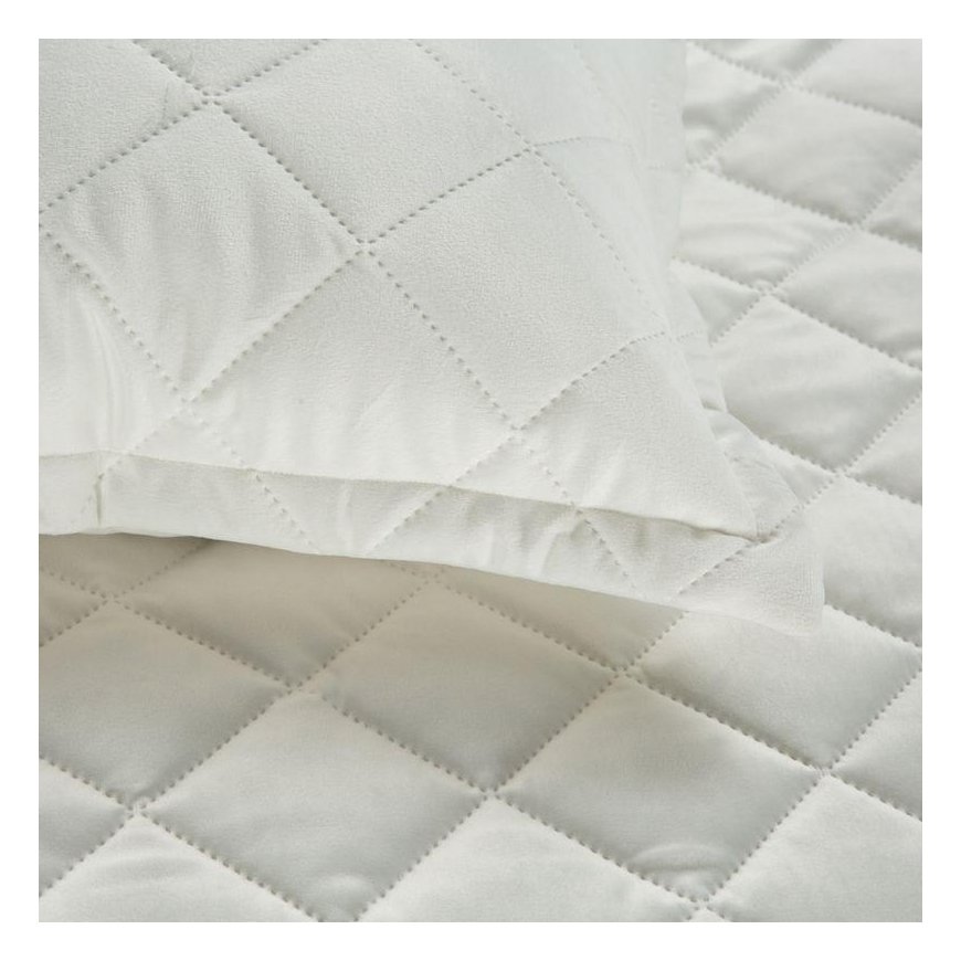 Eurofirany KRISTIN / 1 Soft glossy velvet pillowcase, hot press quilted geometric pattern, 60X60 cm, color: white – 3