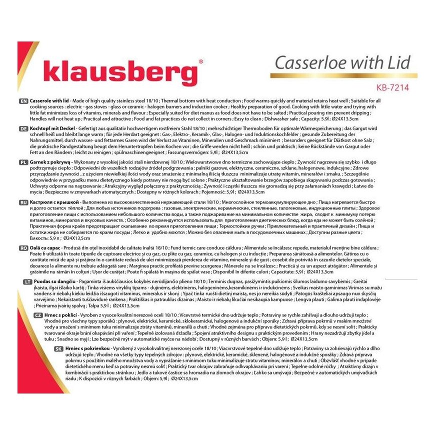 KLAUSBERG PUODAS 5,9 L KB-7214 – 4