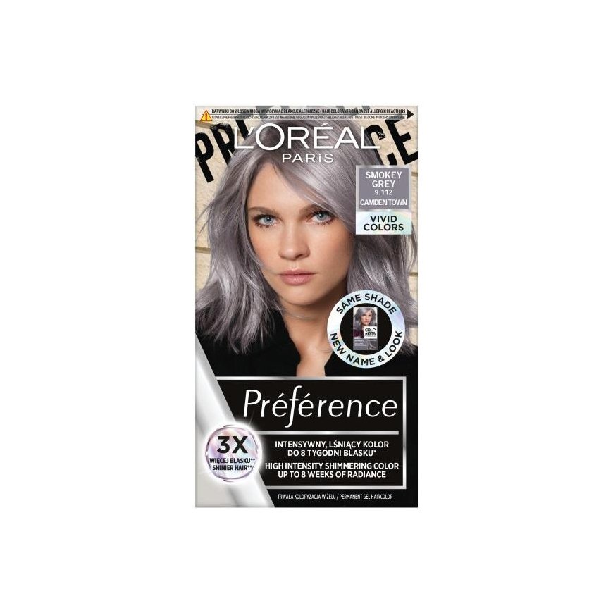 L'Oreal L'Oreal Paris L'OREAL_Preference Vivid Colors Plaukų dažai 9.112 Smokey Pilkas – 2