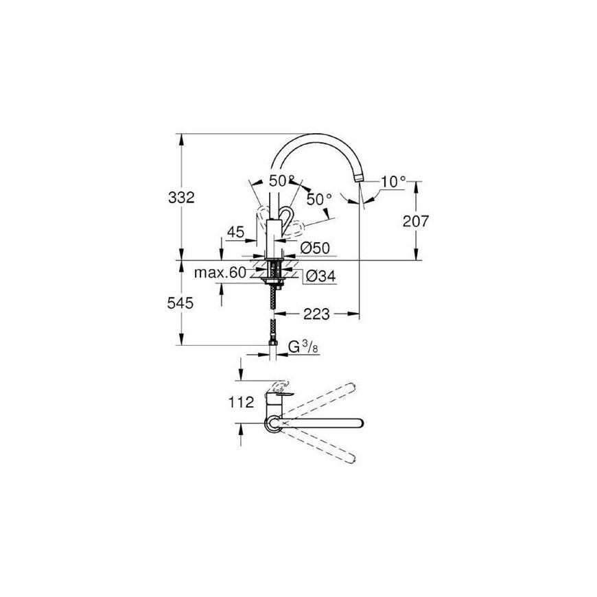 Grohe Aukštas virtuvės maišytuvas Bauloop 31368001 – 2