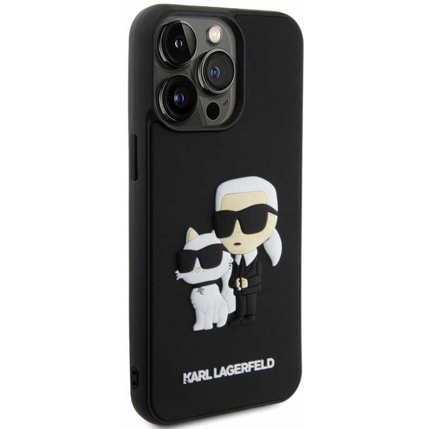 Dėklas Karl Lagerfeld 3D Rubber Karl and Choupette Case for iPhone 14 Pro Max Juodas – 3