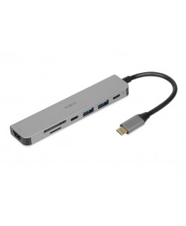 iBox IUH3SL4K sülearvuti dokk/pordi replikaator USB 3.2 Gen 1 (3.1 Gen 1) C-tüüpi toiteallikas 100 W hõbedane