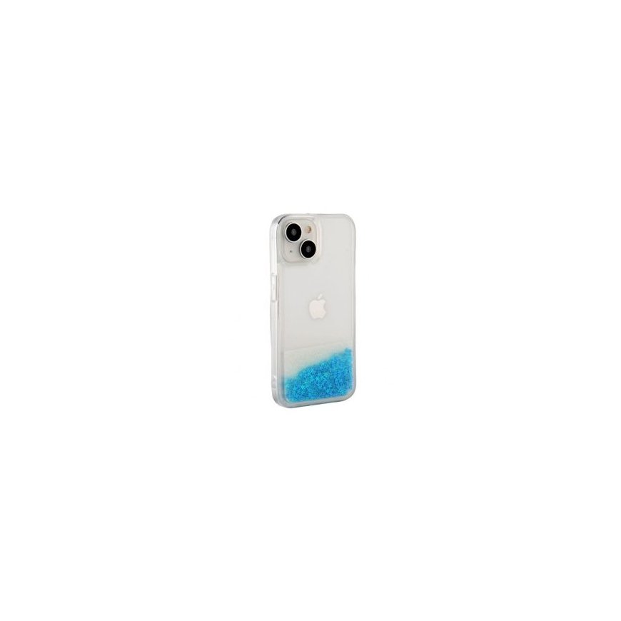 iLike Apple iPhone 15 Plus Silicone Case Water Glitter Blue