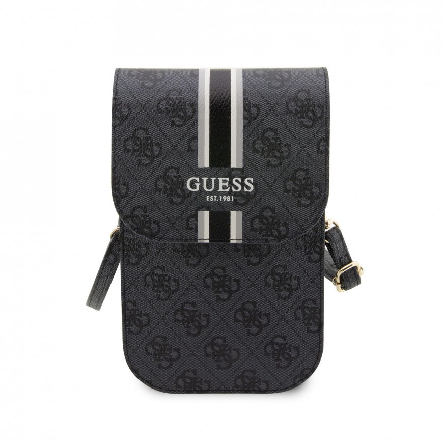 Case Guess PU 4G Printed Stripes Phone Bag Black