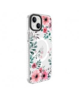 Evelatus Apple iPhone 15 Plus PC+TPU With MagSafe Customized Print Flower Transparent