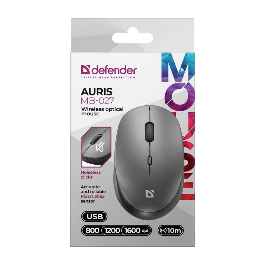 Mouse Defender Wireless mouse Defender AURIS MB-027 optical bezklikowa silent 1600dpi gray – 3