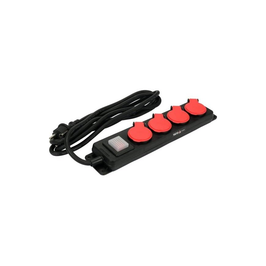 Yato YT-81241 power extension 3 m 4 AC outlet(s) Indoor/outdoor Black, Red – 2