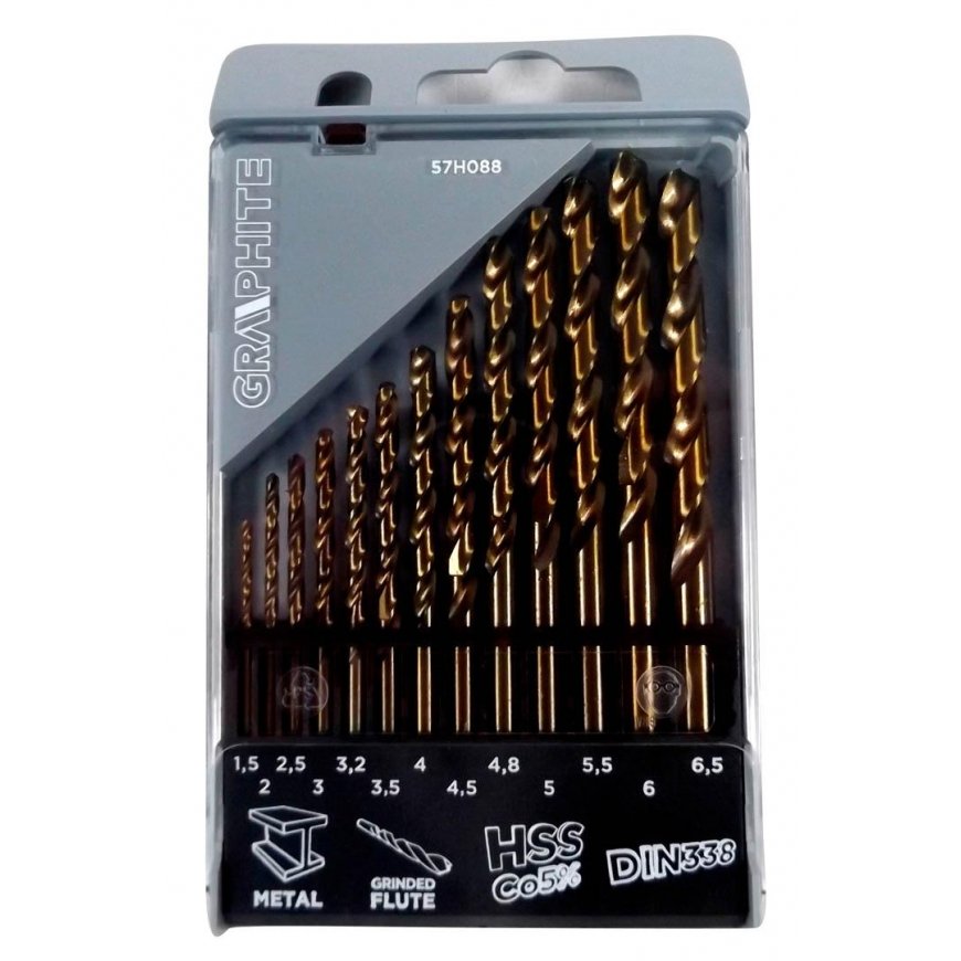 Grąžtas Graphite HSS-Co 1,5-6,5 mm metalo grąžtai, rinkinyje 13 vnt. – 3