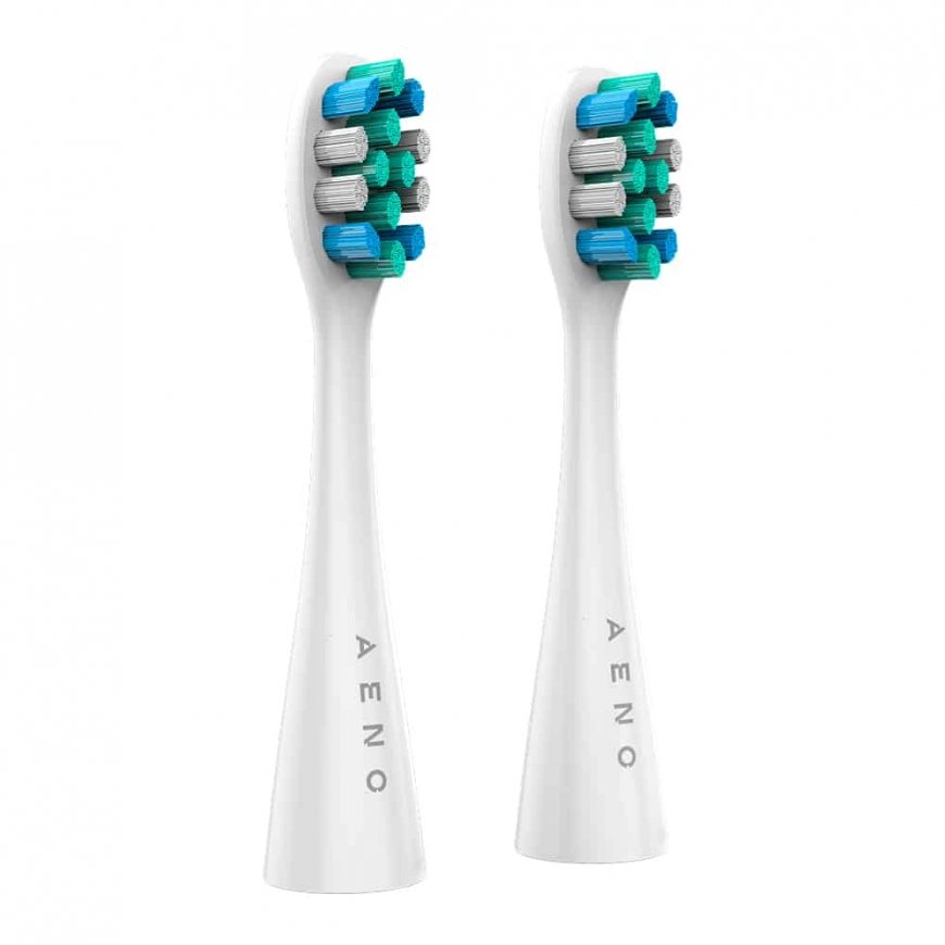 AENO Replacement toothbrush heads, White, Dupont bristles, 2pcs – 2