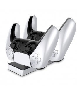CP PS5 Dual Slot Charger Dock Stand for Play Station 5 Controllers with USB-C & LED Light Black