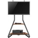 Laikiklis wolnostojący pod TV / narożny Maclean, w stylu bauhaus, dwupoziomowe drewniane półki, 40kg max, 37-75'', MC-455 Laikiklis wolnostojący pod TV / narożny Maclean, w stylu bauhaus, dwupoziomowe drewniane półki, 40kg max, 37-75'', MC-455