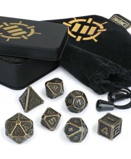 Enhance Tabletop RPGs 7pc DnD Metal Dice Set with Case and Dice Bag
