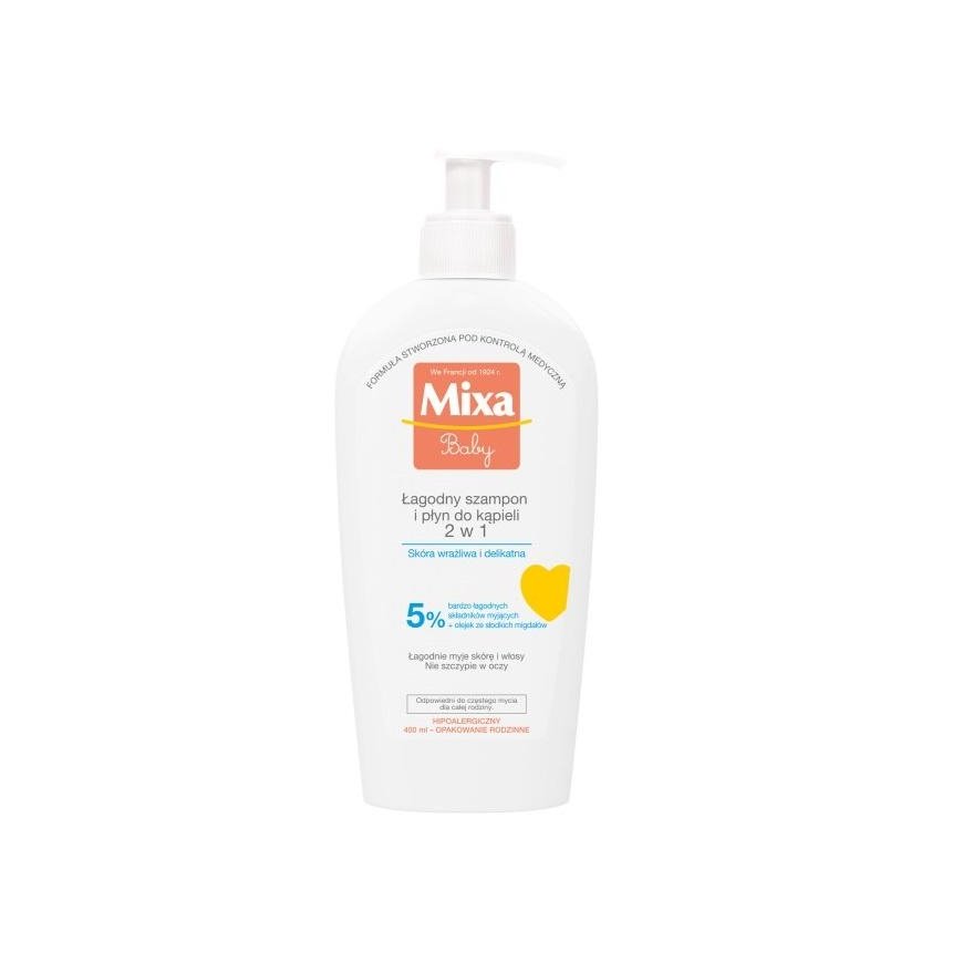 Mixa Baby 2in1 švelnus šampūnas ir prausiklis plaukams bei kūnui be muilo 400ml – 2