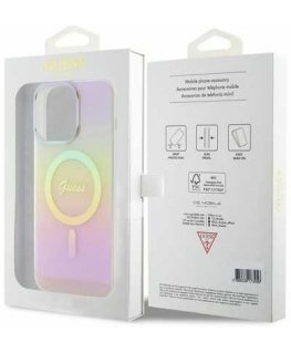 Dėklas Guess "Hardcase IML Iridescent MagSafe iPhone 15 Pro Max" Rožinė