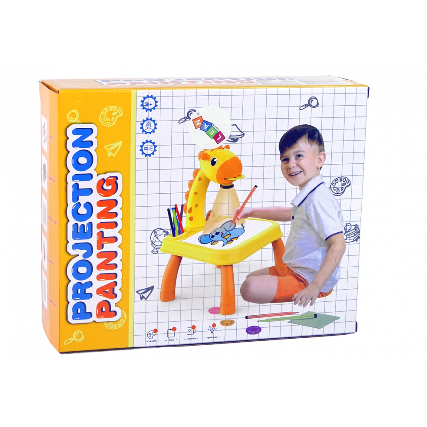Lean Cars DINOSAUR TABLE MIT PROJECTOR FOR DRAWING + ACCESSORIES Yellow COLOUR – 4
