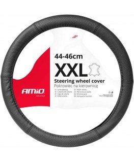 Perforated leather car steering wheel cover xxl 44-46cm swc-50-xxl amio-03559