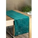 Eurofirany BLINK / 18 Aksominis stalo takelis su vandens lelijos lapų raštu, 35X180 cm, spalva: tamsi turkio Eurofirany BLINK / 18 Aksominis stalo takelis su vandens lelijos lapų raštu, 35X180 cm, spalva: tamsi turkio