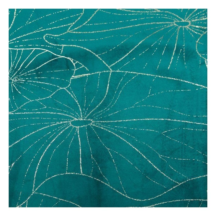 Eurofirany BLINK / 18 Velvet table runner with water lily leaf pattern, 35X180 cm, color: dark turquoise – 4