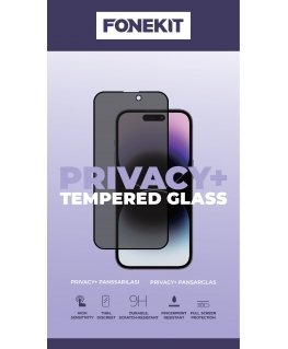 FoneKit Privacy+ Full Cover Tempered Glass, iPhone 15 Pro Max