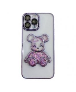iLike Apple iPhone 14 Pro Silicone Case Print Desire Bear Purple