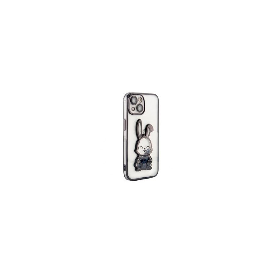 iLike Apple iPhone 14 Silicone Case Print Desire Rabbit Black