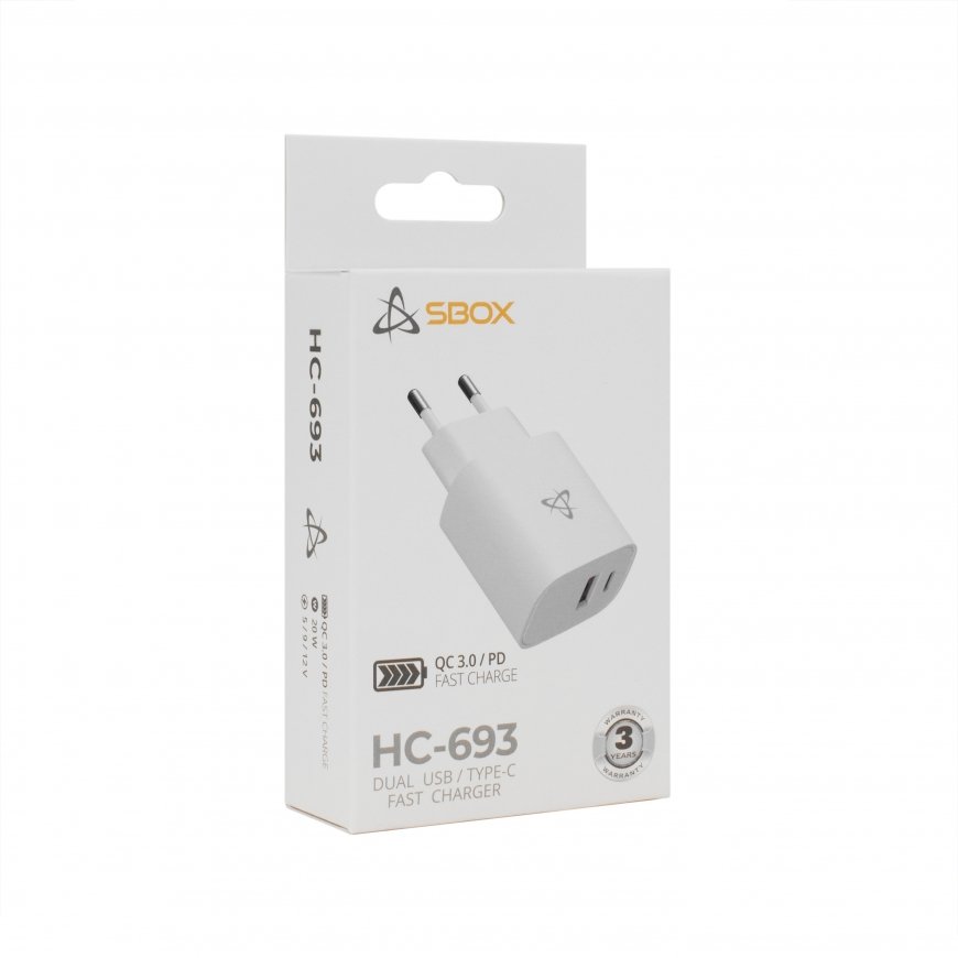 Sbox HC-693 USB home charger 20W QC white – 5