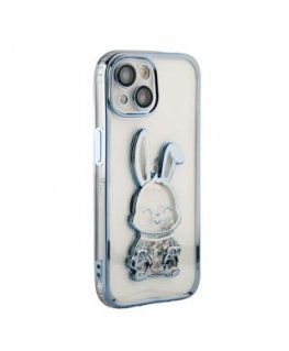 iLike Apple iPhone 15 Silicone Case Print Desire Rabbit Blue