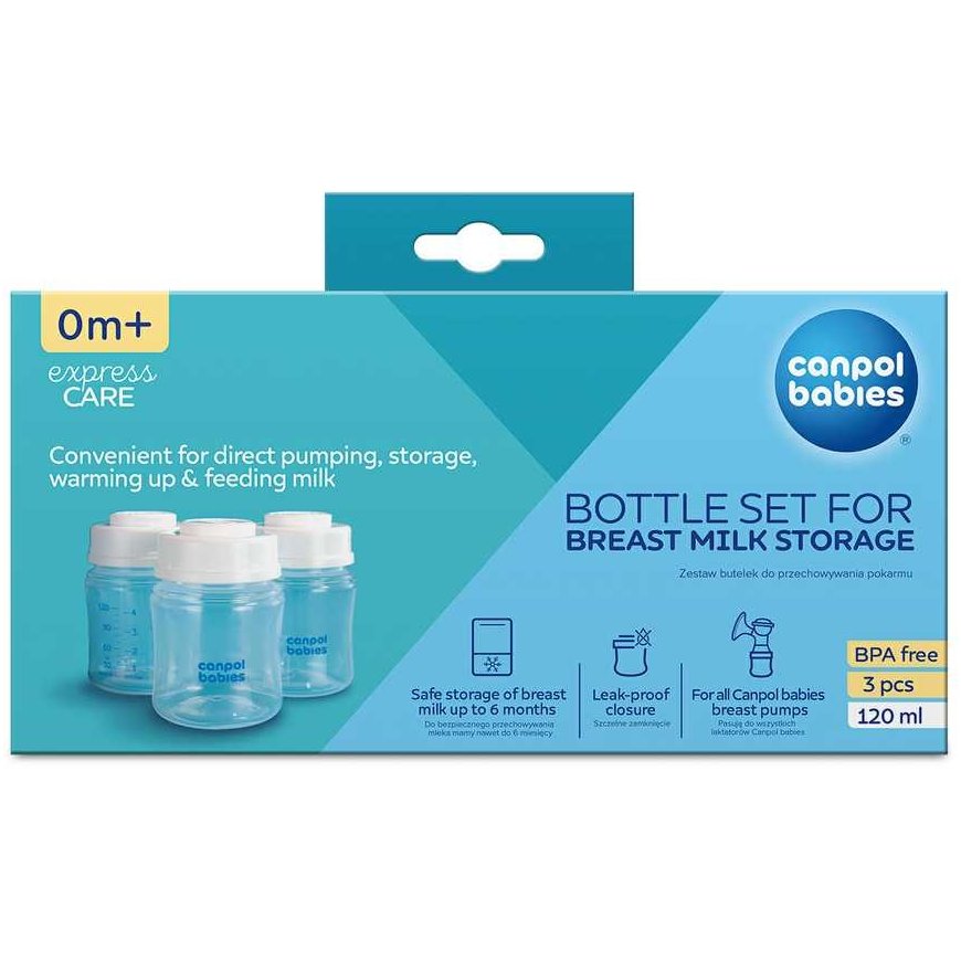 CANPOL BABIES buteliukų rinkinys pieno laikymui, 3x120ml, 0M+, 35/235 – 2