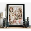 luca S Cross stitch kit White Santa Claus with Christmas tree 25x32cm SBU5019