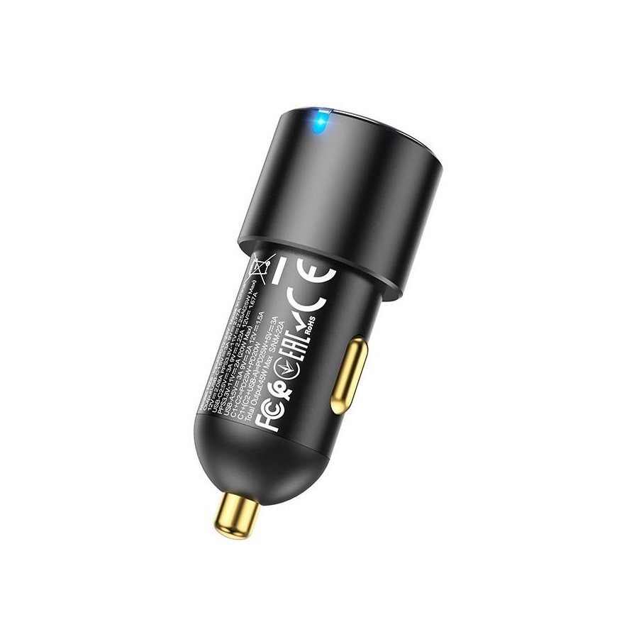 Car charger Hoco NZ6 PD45W 2xType-C/1xUSB-A black – 3