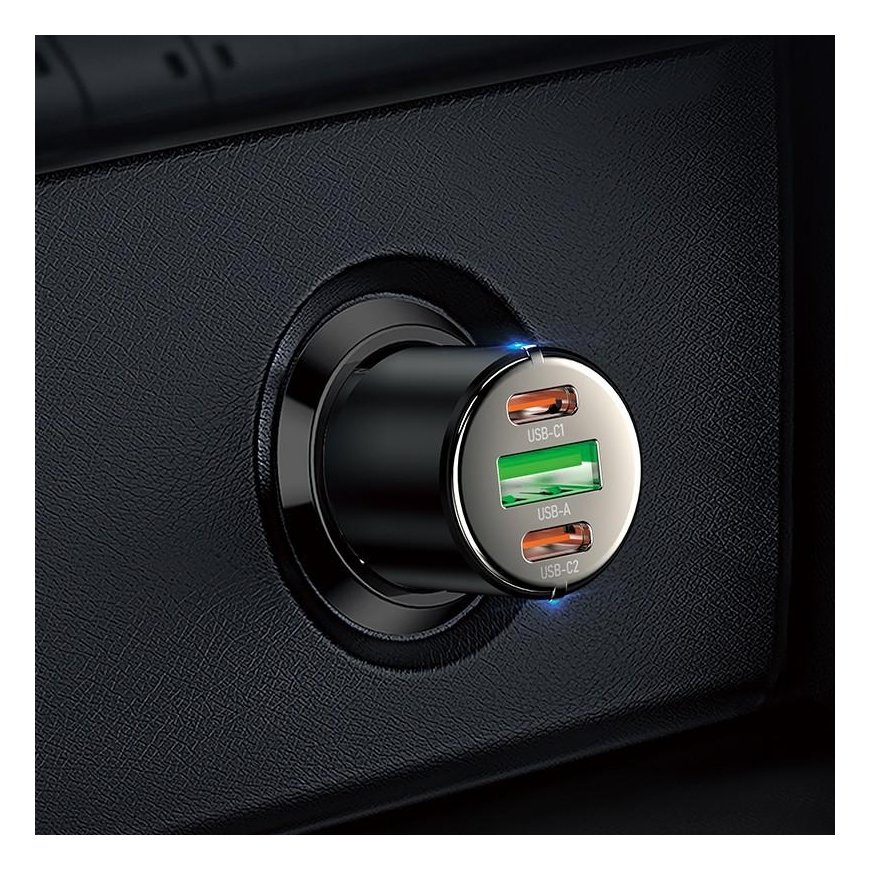 Car charger Hoco NZ6 PD45W 2xType-C/1xUSB-A black – 4