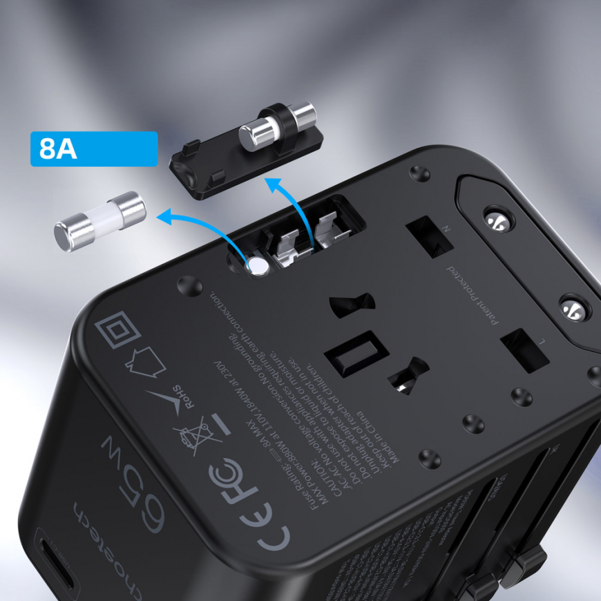 Choetech gaN 2 x USB Type C / USB 65W Power Delivery fast charger, black (PD5009-BK) – 5