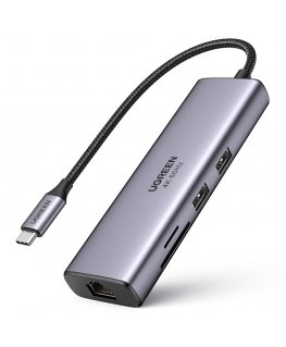 Ugreen 7in1 daugiafunkcis HUB USB Type C – 2x USB 3.2 Gen 1 / HDMI 4K 60Hz / SD and TF kortelių skaitytuvas / USB Type C PD 100W