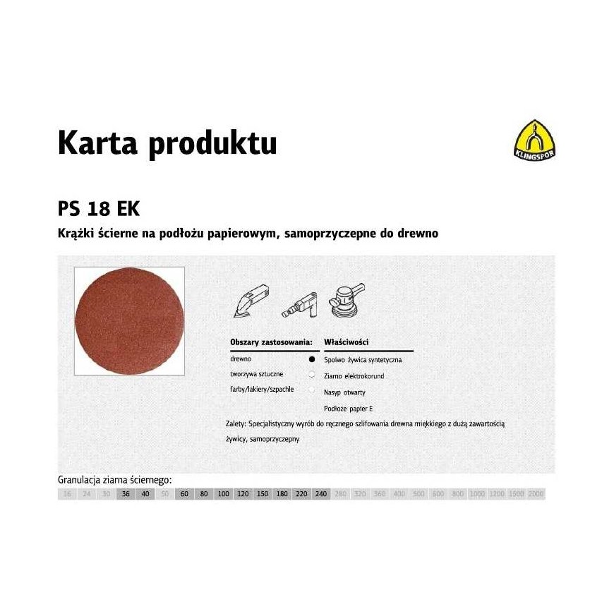 KLINGSPOR SELF-ADHESING ABRASIVE DISC 125mm PS18EK, gr. 120 / 50 pcs.