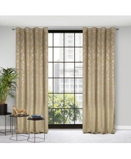 Eurofirany minkšto aksomo užuolaida ARETA su boho stiliaus raštu / 200 g/m2 / 140x250 / smėlio spalvos