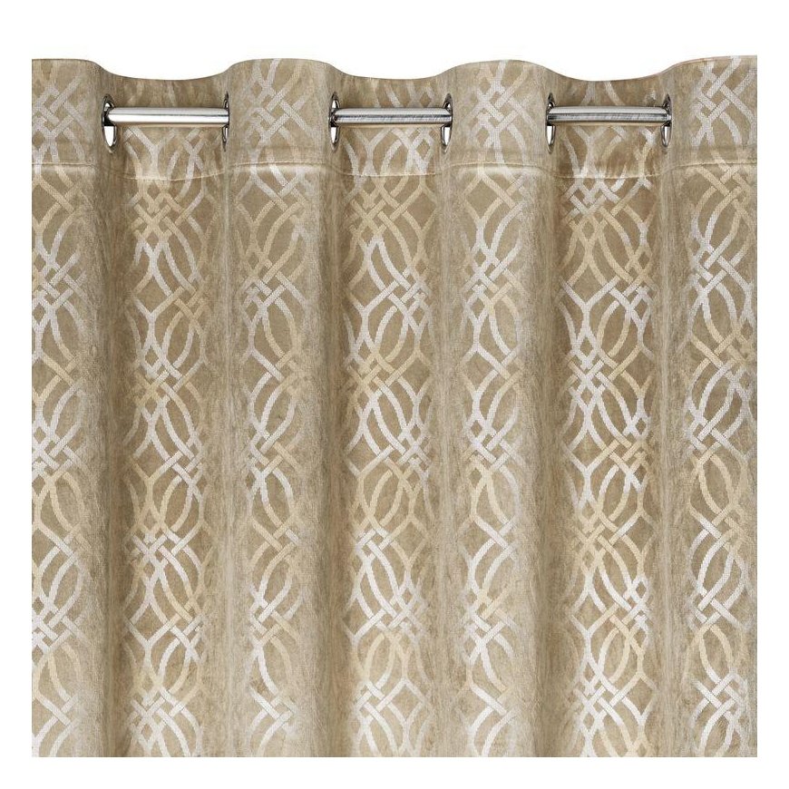 Eurofirany minkšto aksomo užuolaida ARETA su boho stiliaus raštu / 200 g/m2 / 140x250 / smėlio spalvos – 2