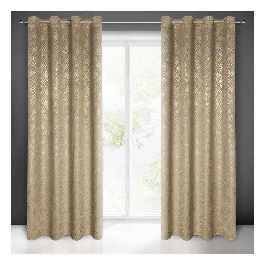 Eurofirany soft velvet curtain ARETA with boho pattern / 200 g/m2 / 140x250 / beige – 5