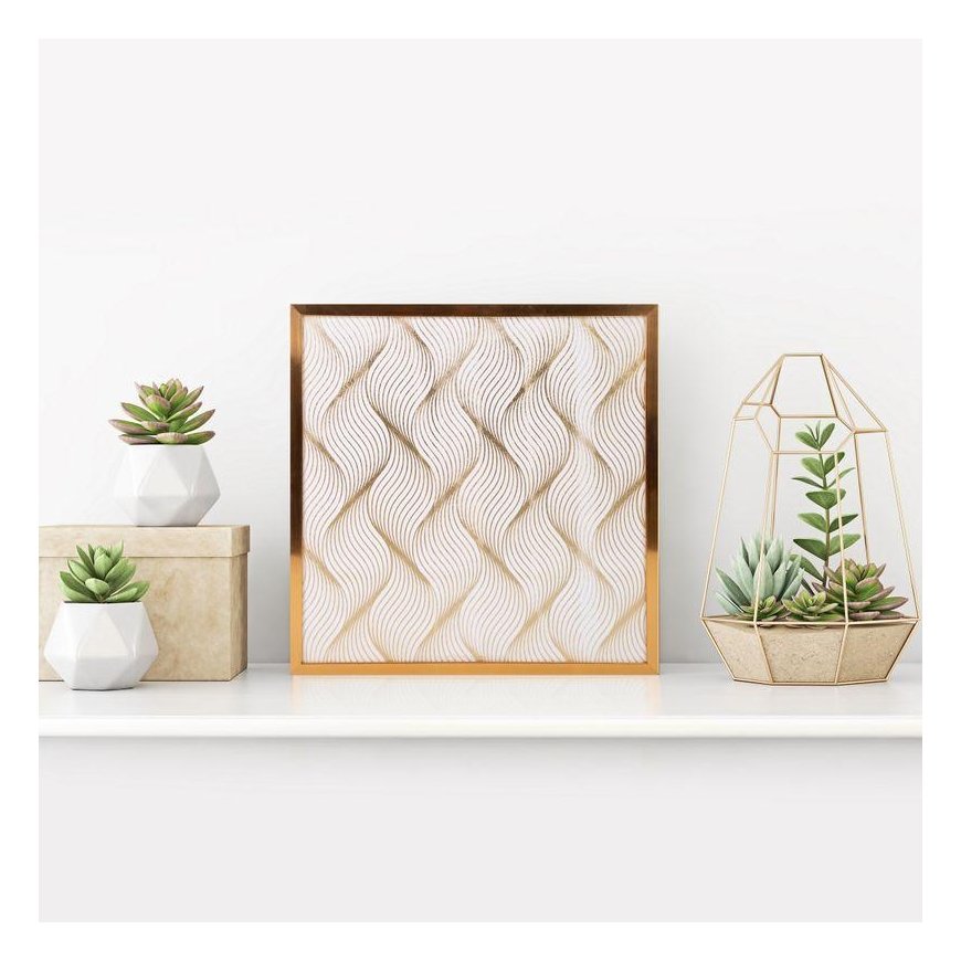 Eurofirany LIMITED COLLECTION BLANCA3 Picture with gold print in a gold-colored frame, 53X53 cm, color: white / gold – 2