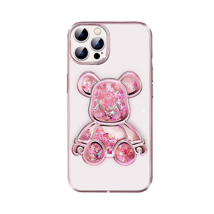 iLike Apple iPhone 13 Pro Silicone Case Print Desire Bear Pink
