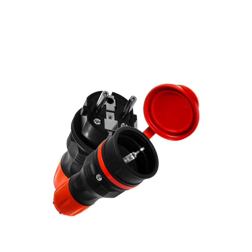 KEL Set EXTREM plug + socket 16A 2P+E 250V IP54 grey/red (ZWG-54)