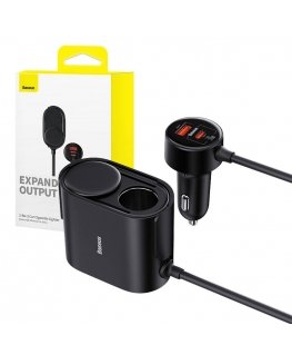 High Efficiency Pro 1-for-2 Car Cigarette Lighter Baseus 30W (Black)