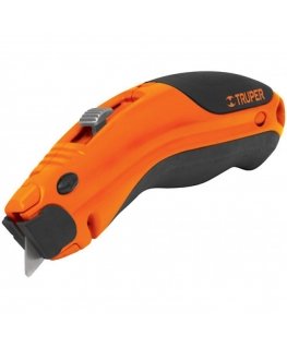 Universal knife for trapezoidal blades. Rubberized, additional notch for cables. Built-in magazine for storing 15.3cm Truper® bl