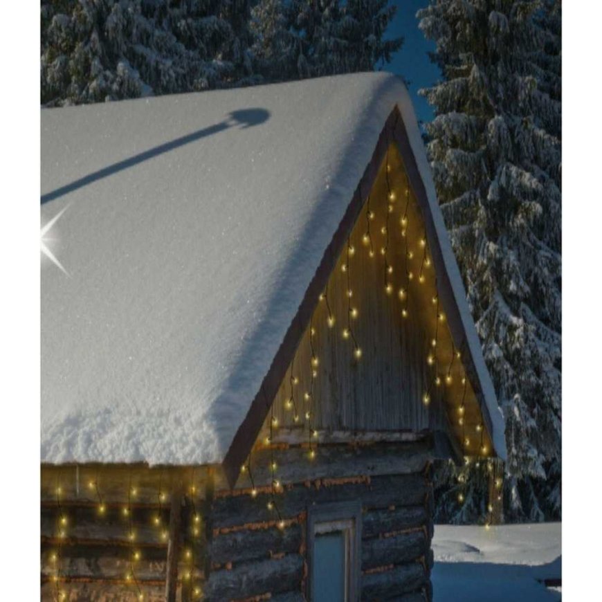 KOOPMAN LAMPKI CHOINKOWE KURTYNA ŚWIETLNA ZEW 360 LED STEROWNIK TIMER CIEPŁY WHITE CABLE TRANSPARENTNY – 4