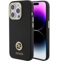 Case Guess Liquid Silicone 4G Strass Metal Logo Case iPhone 15 Pro Black