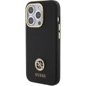 Case Guess Liquid Silicone 4G Strass Metal Logo Case iPhone 15 Pro Black