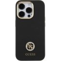 Case Guess Liquid Silicone 4G Strass Metal Logo Case iPhone 15 Pro Black