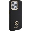 Case Guess Liquid Silicone 4G Strass Metal Logo Case iPhone 15 Pro Black