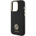 Case Guess Liquid Silicone 4G Strass Metal Logo Case iPhone 15 Pro Black