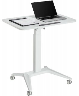 Maclean MC-453 W Mobile Nešiojamas kompiuteris Desk with Pneumatic Height Adjustment, Nešiojamas kompiuteris Table with Wheels, 